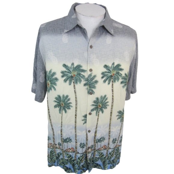 Batik Bay Men Hawaiian camp shirt pit to pit 25.5 XL aloha luau tropical palm - Picture 1 of 7